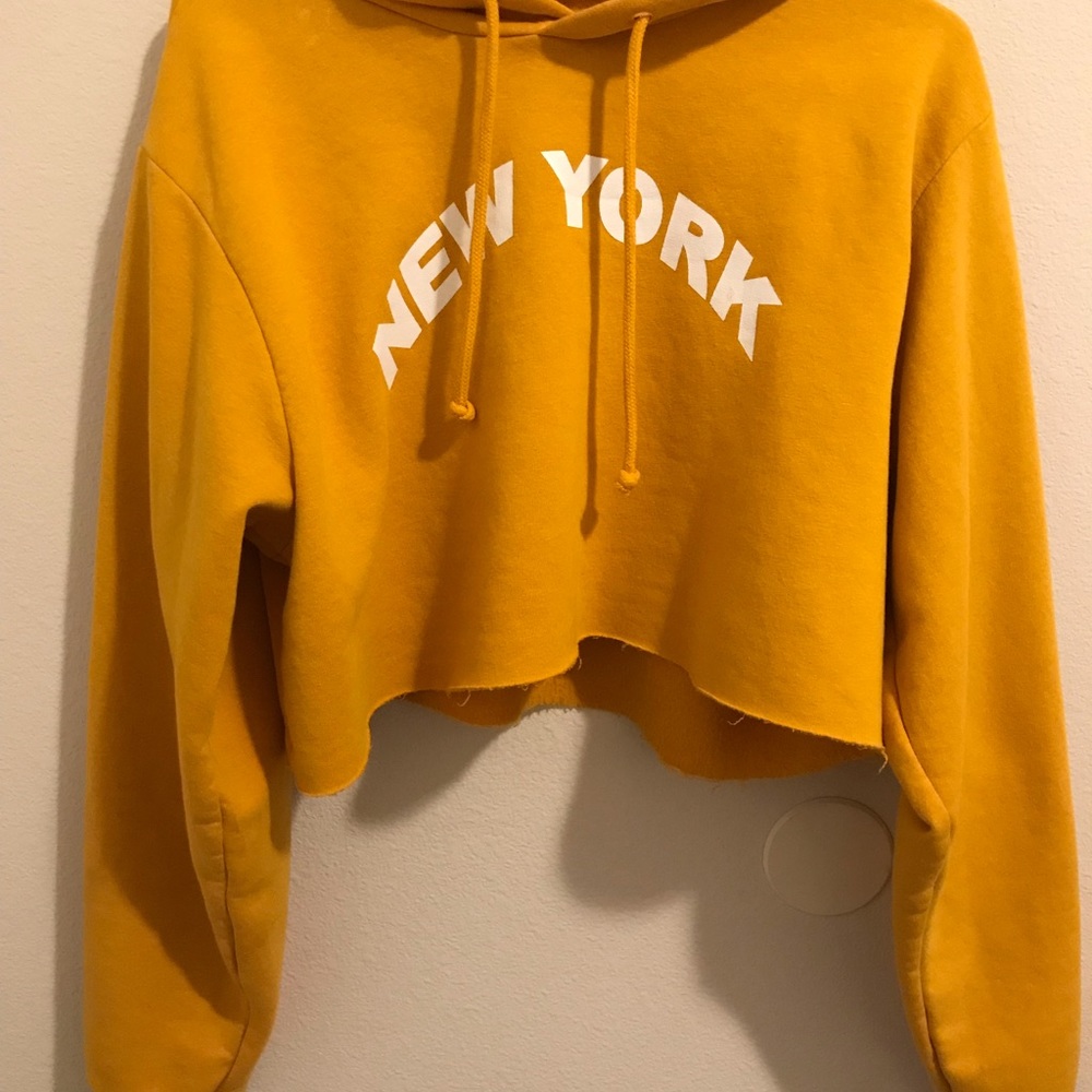 Mustard “NEW YORK” Crop Hoodie